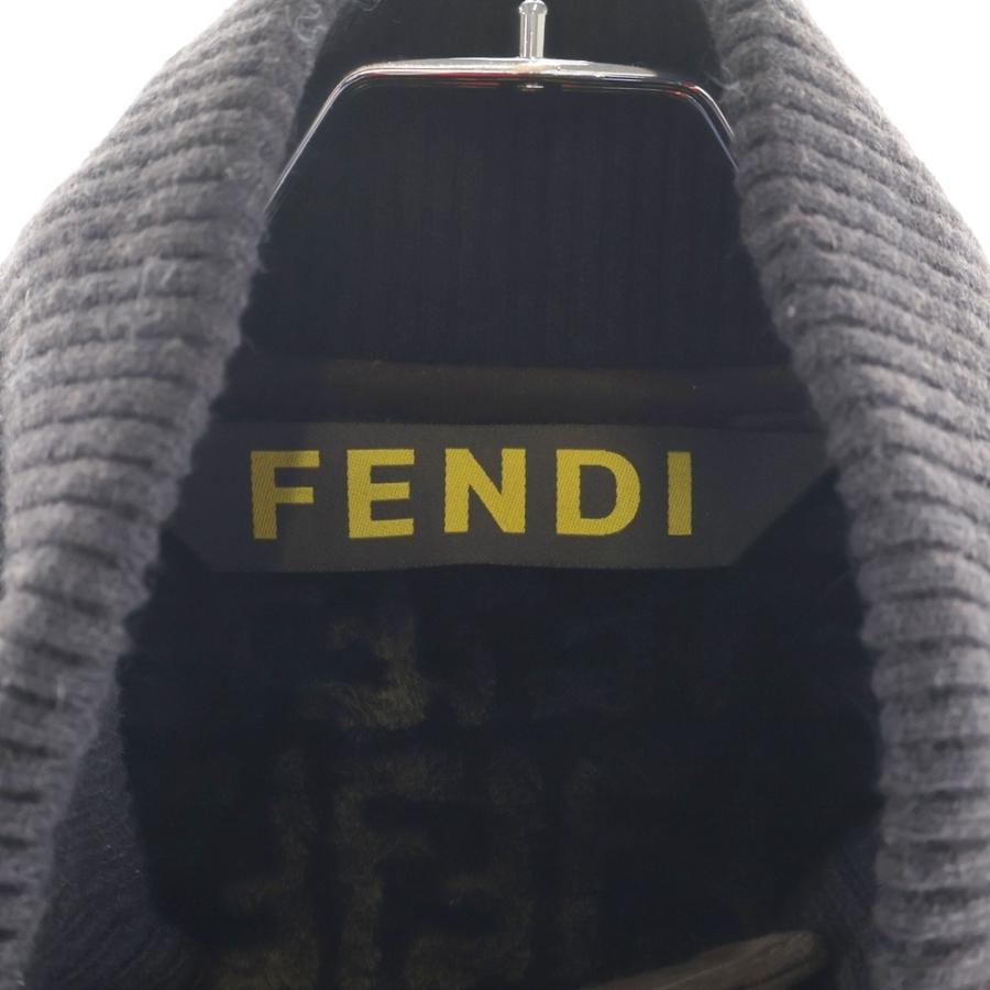 FENDI フェンディ ズッカ総柄ライニング スタンドカラー ムートン コート ブラウン_7
