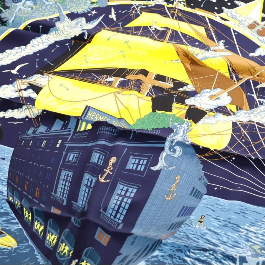 ◇エルメス◇カレ 90/スカーフ/シルク/FRAGSHIPフラッグシップ/希少品 HERMES（エルメス） カレ 90 FRAGSHIP フラッグシップ ネイビー シルク