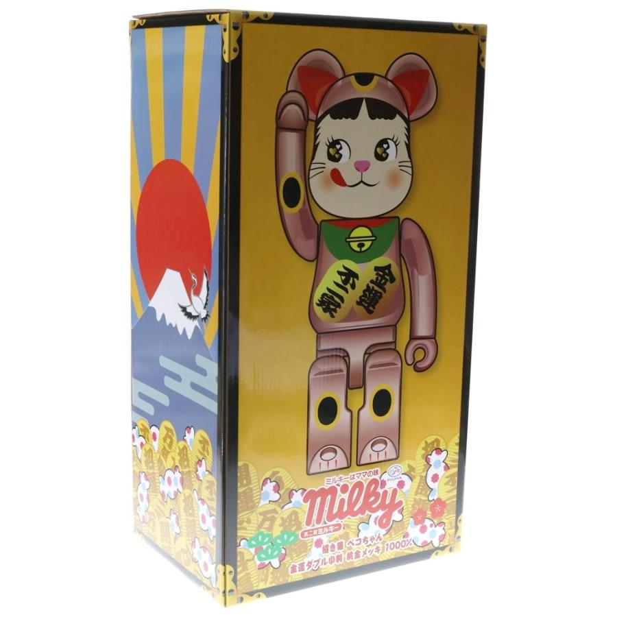 BE@RBRICK ベアブリック ×不二家 ペコちゃん 招き猫 金運ダブル小判 桃