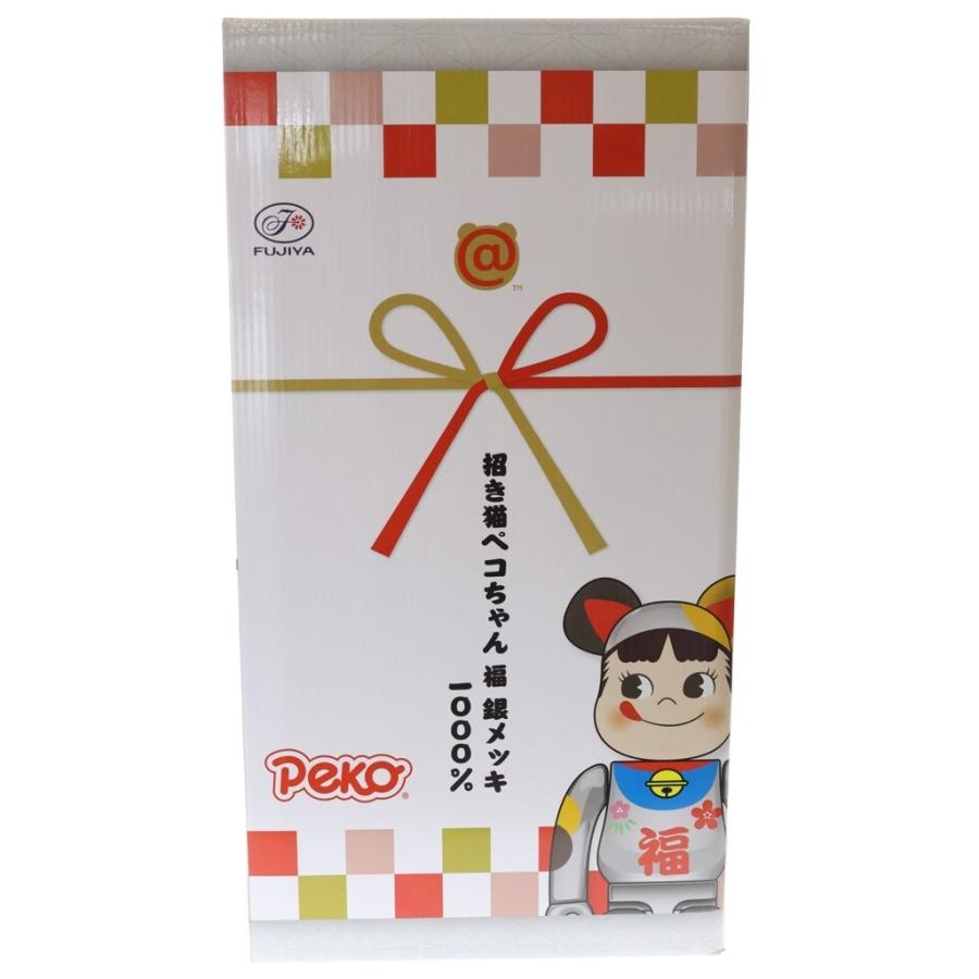 BE@RBRICK ベアブリック ×不二家 ペコちゃん 招き猫 福銀メッキ 1000