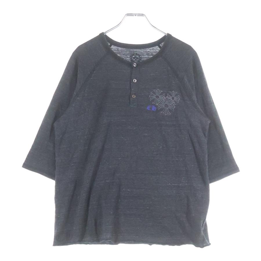 ■ Chrome Hearts ヘンリーネック バッククロス グレー Tシャツ CHROME HEARTS（クロムハーツ） CHクロス バックプリント ヘンリー
