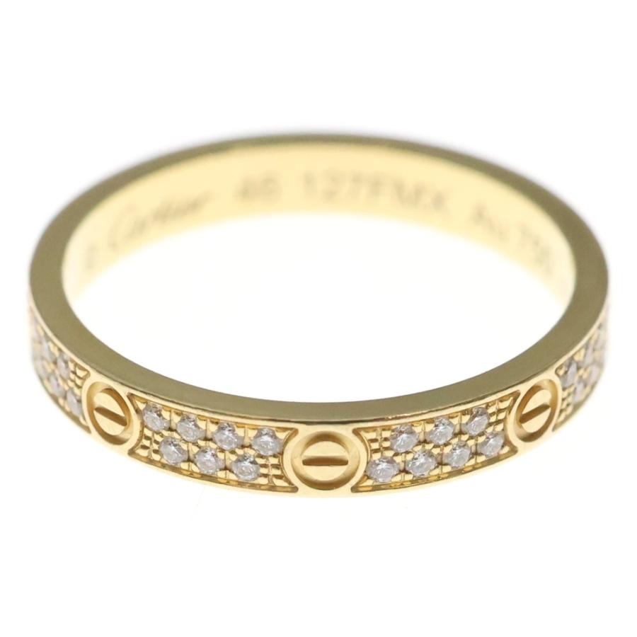カルティエ Cartier YGリング 52 ダイヤ Au750 k18 Cartier（カルティエ） ミニラブ パヴェダイヤ リング Au750 K18 YG