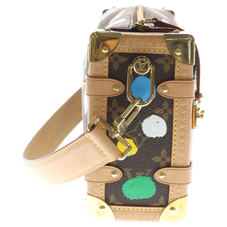 LOUIS VUITTON ルイヴィトン ×草間彌生 モノグラム サイドトランク ショルダーバッグ ハンドバッグ ブラウン×レザー ICタイプ M46396 ゴールド金具 LOUIS VUITTON（ルイ・ヴィトン） ×草間彌生 モノグラム サイド