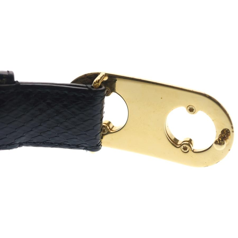CELINE セリーヌ トリオンフ パイソン レザーベルト ブラック ゴールド金具 CELINE（セリーヌ） トリオンフ パイソン レザーベルト ブラック