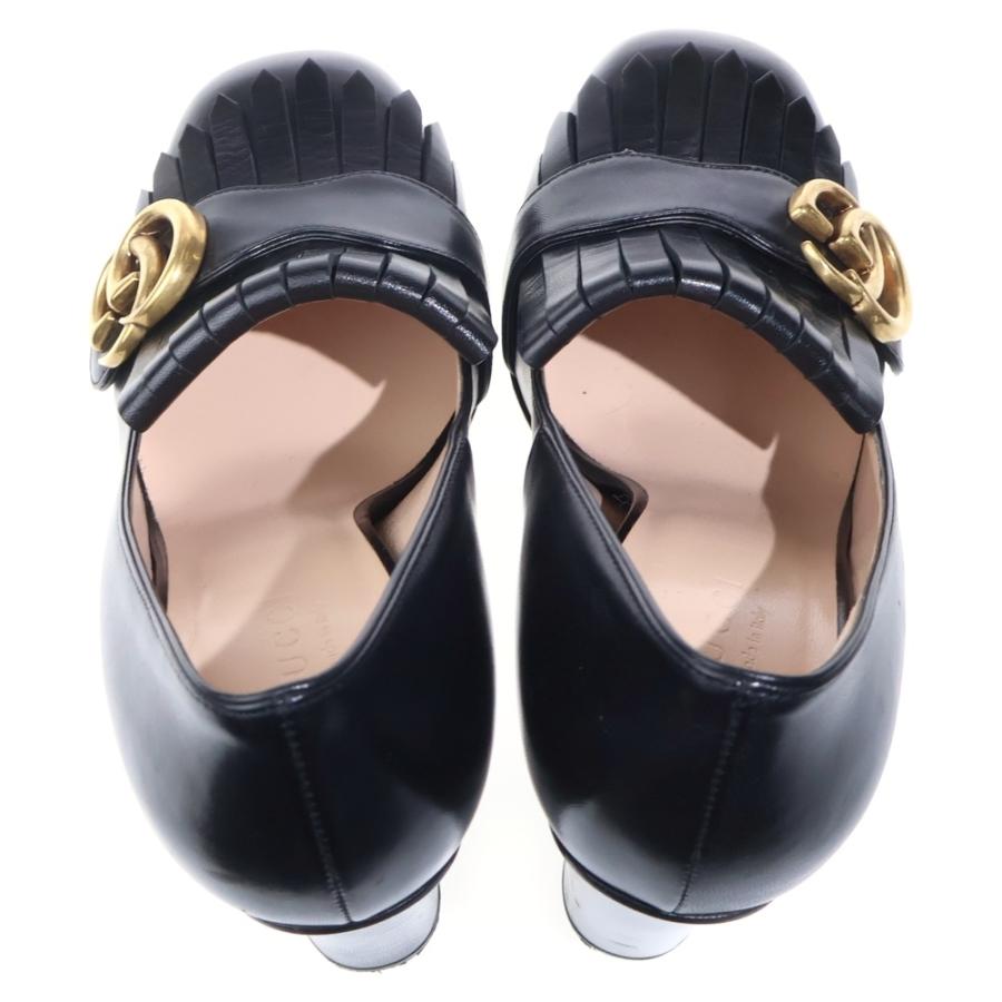 GUCCI グッチ GGマーモント レザー フリンジ ヒール パンプス シューズ ブラック レディース 408206_3