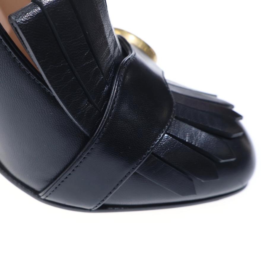 GUCCI グッチ GGマーモント レザー フリンジ ヒール パンプス シューズ ブラック レディース 408206_5