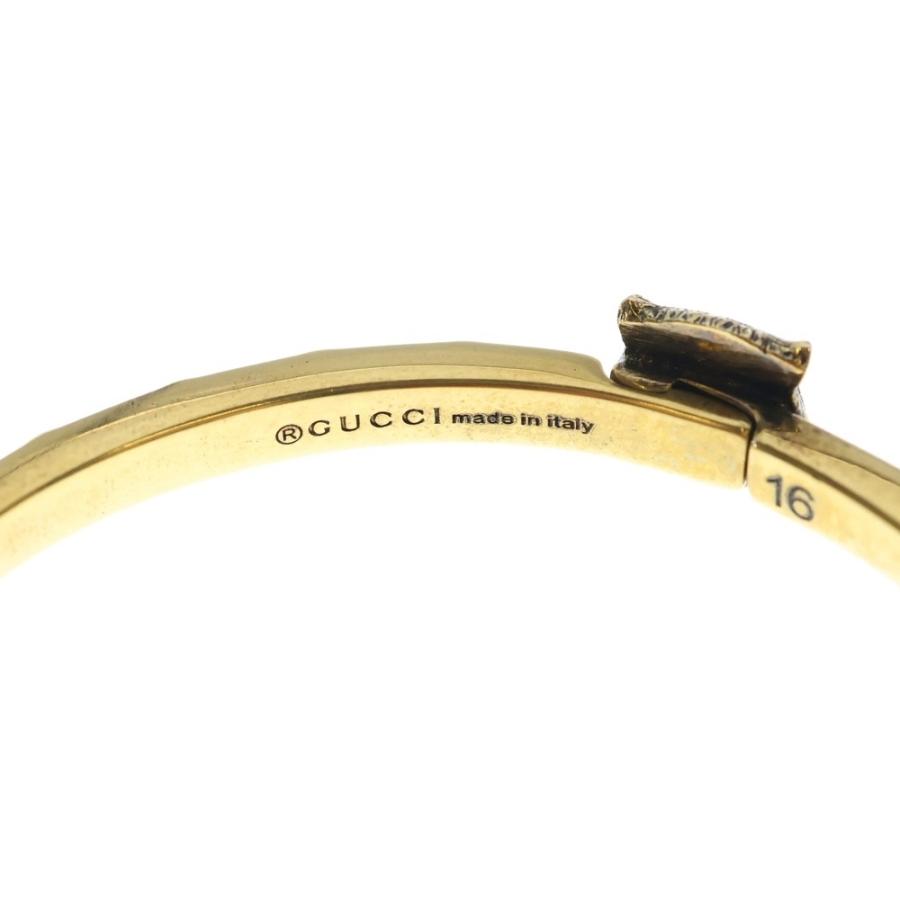 GUCCI 新品同様品 タイガーヘッドバングル キャットブレスレット 16 GUCCI（グッチ） キャットヘッド バングル ブレスレット ゴールド 16c