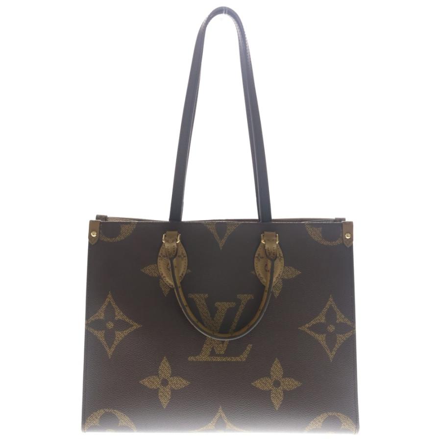 LOUIS VUITTON ルイヴィトン オンザゴーMM モノグラム ジャイアント リバース PVC レザー 2WAY ハンド ショルダー トートバッグ ゴールド金具 ブラウン M45321 LOUIS VUITTON（ルイ・ヴィトン） オンザゴーMM モノグラム リバース