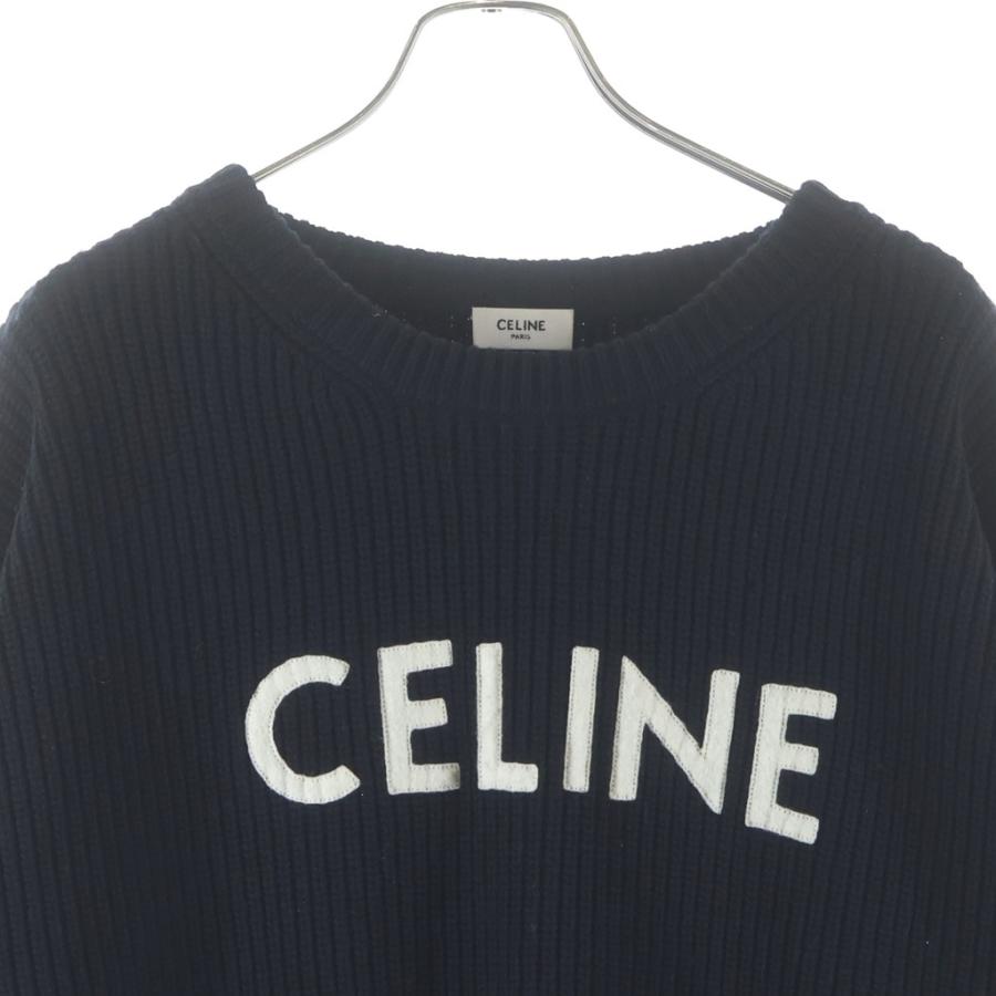 CELINE セリーヌ 21AW Embroidery Over Size Sweater ロゴエンブロイダリー オーバーサイズニットセーター ブラック 2A19R423Pの画像