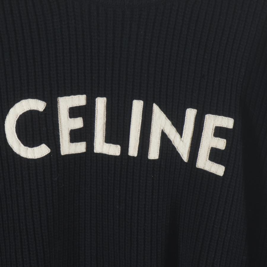 CELINE セリーヌ 21AW Embroidery Over Size Sweater ロゴエンブロイダリー オーバーサイズニットセーター ブラック 2A19R423Pの画像
