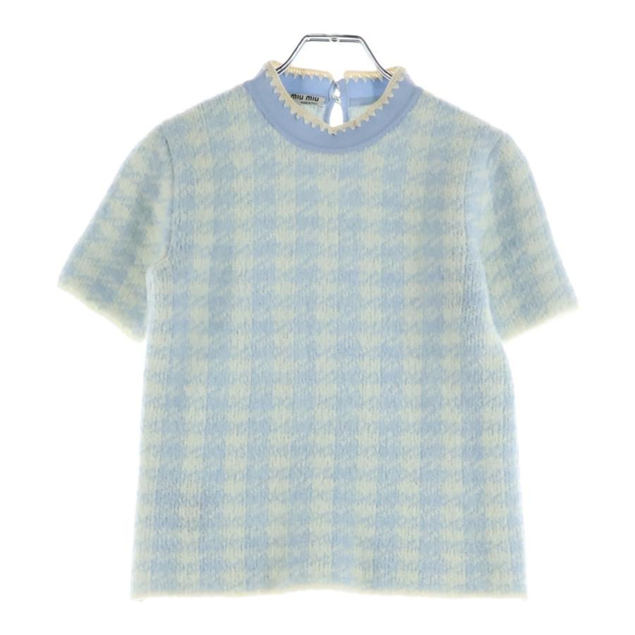 miumiu ミュウミュウ セットアップ チェック総柄 ウールニット 半袖