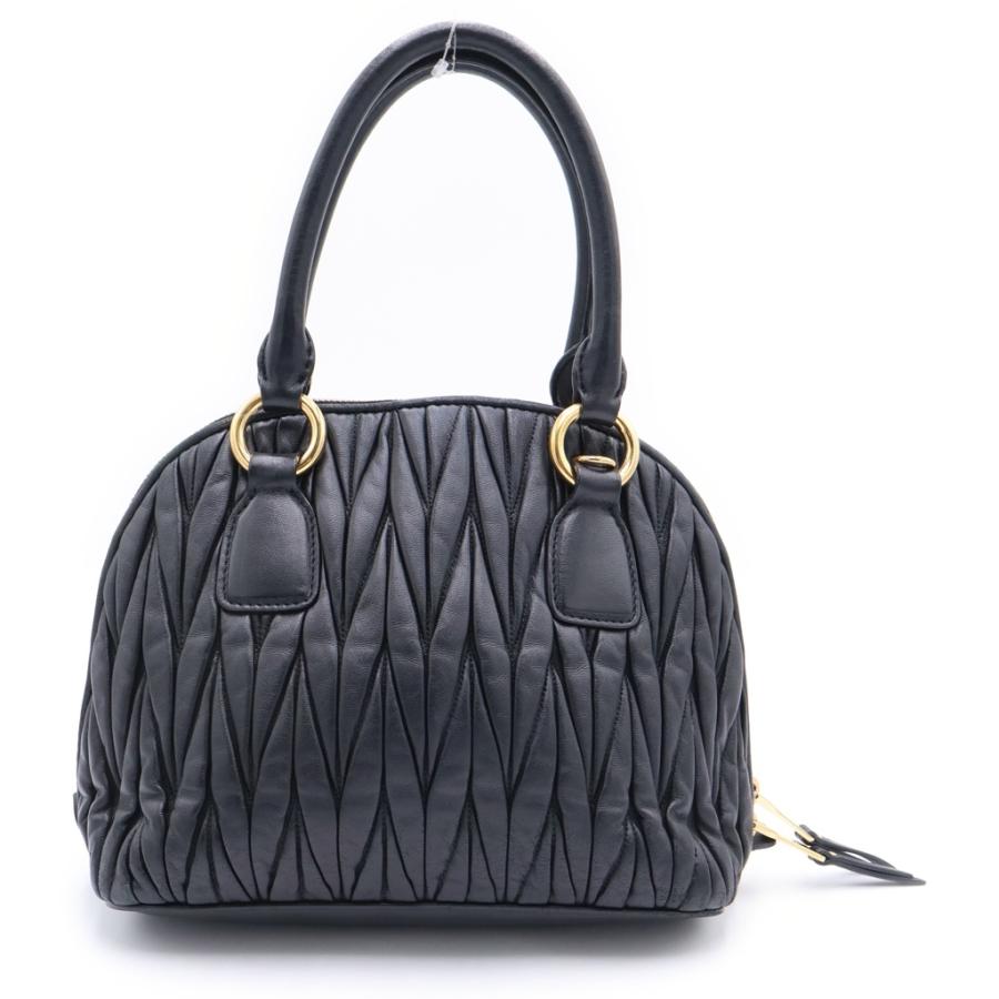 Miu Miu マテラッセ レザー ハンドバッグ ブラック ゴールド金具 miumiu ミュウミュウ マテラッセ ハンドバッグ ブラック レザー