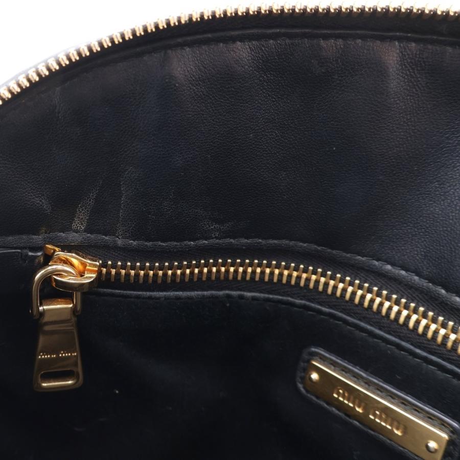 Miu Miu マテラッセ レザー ハンドバッグ ブラック ゴールド金具 miumiu ミュウミュウ マテラッセ ハンドバッグ ブラック レザー