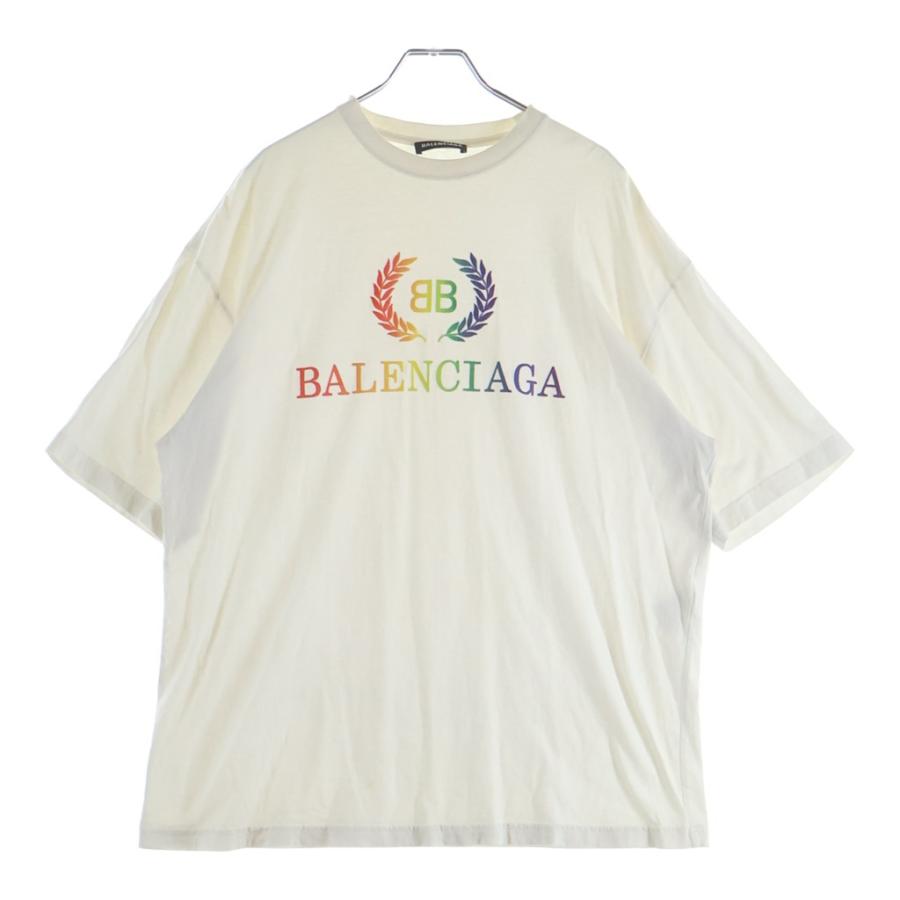 BALENCIAGA（バレンシアガ） レインボーロゴTシャツ ホワイト 570805 