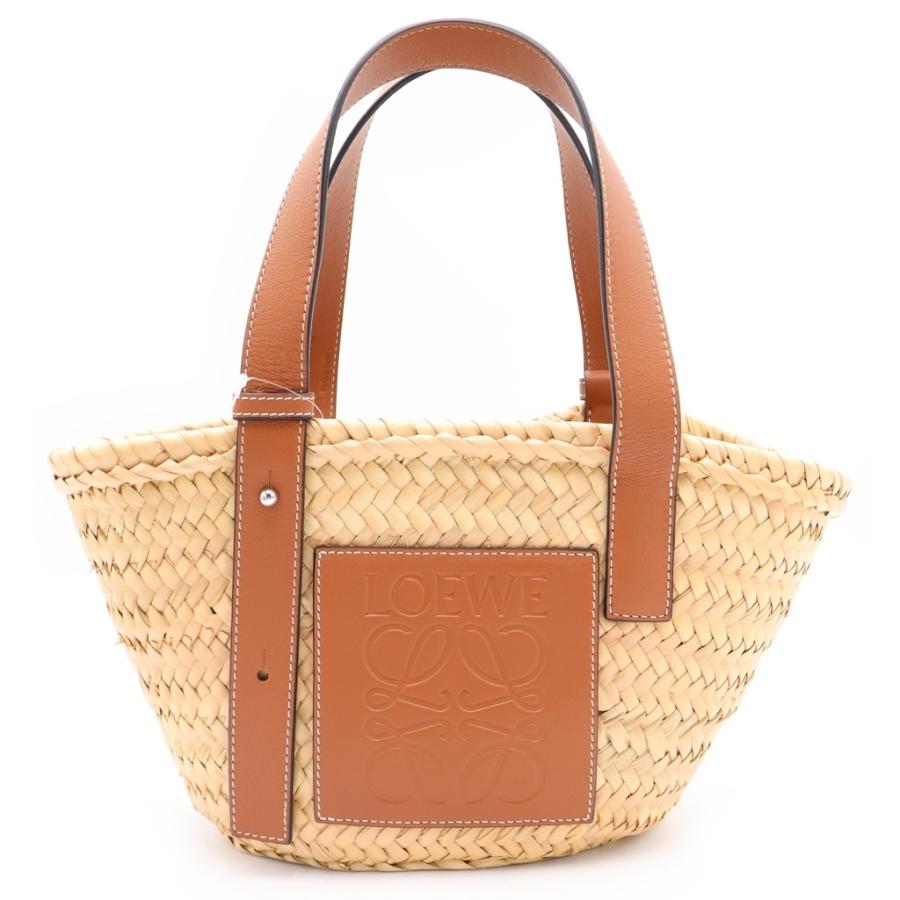 LOEWE（ロエベ） カゴバック ハンドバッグ ブラウン×ベージュ ラフィア