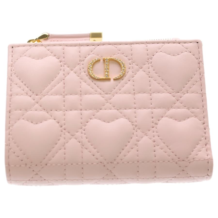 DIOR ディオール カロ ピンク ハート 二つ折り財布 コンパクト