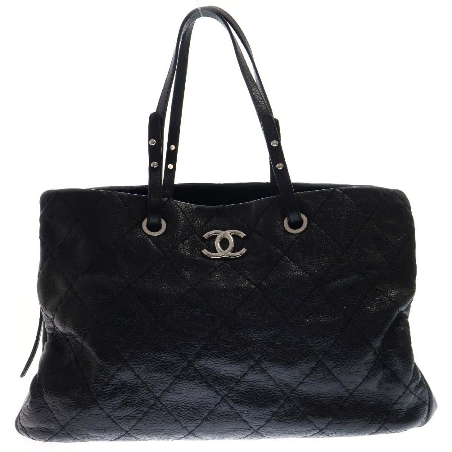 CHANEL シャネル オンザロード トートバッグ 黒 カーフスキン SV CHANEL シャネル オンザロード トートバッグ 黒 カーフスキン SV