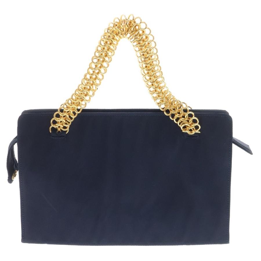 美品✨プラダ ハンドバッグ チェーン スエード 三角ロゴ ゴールド金具 ブラック PRADA（プラダ） チェーンハンドバッグ ネイビー テスート