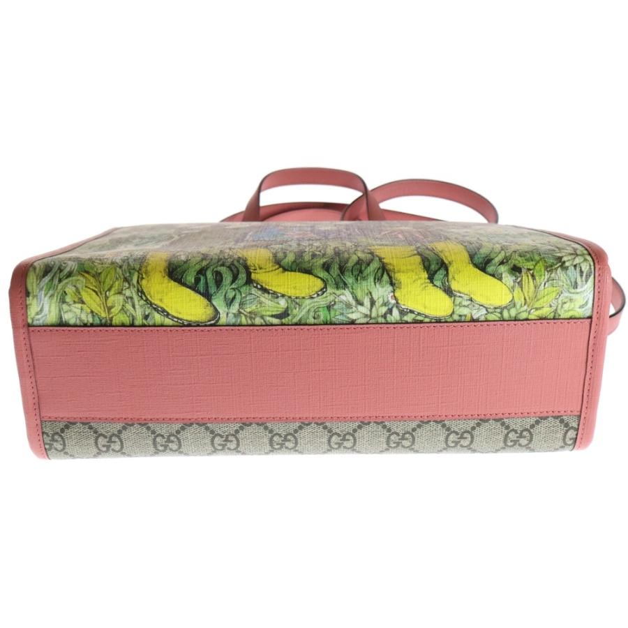 GUCCI グッチ ×ヒグチユウコ GGスプリーム チルドレンズ ニャンコとアノマロ PVC レザー 2WAY ハンド ショルダートートバッグ シルバー金具 ベージュ/ピンク 612992 GUCCI（グッチ） ×ヒグチユウコ GGスプリーム チルドレンズ ニャンコと