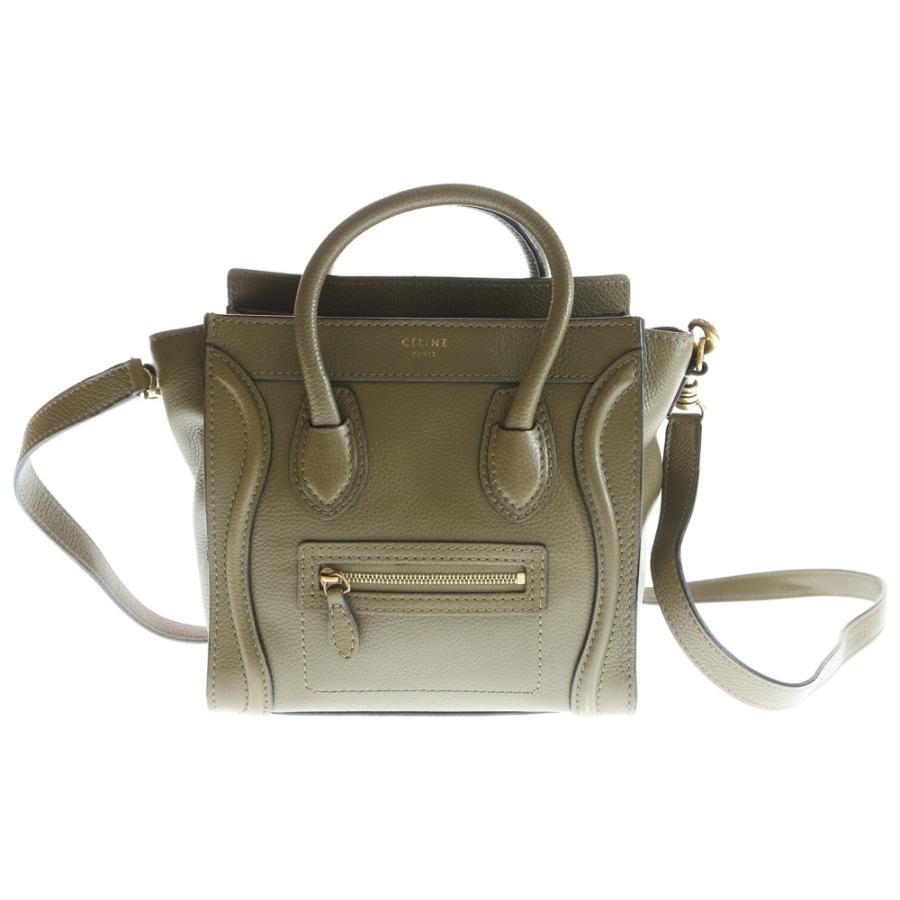 CELINE（セリーヌ） ラゲージ ナノ カーキ レザー 2wayハンドバッグ
