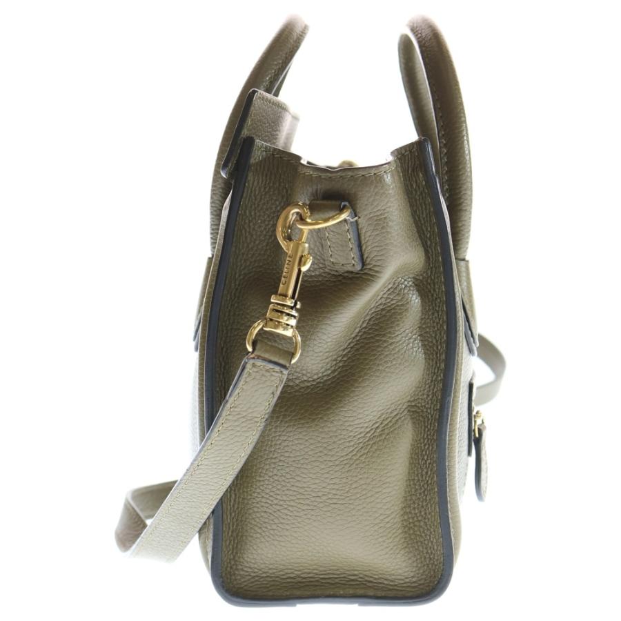 CELINE（セリーヌ） ラゲージ ナノ カーキ レザー 2wayハンドバッグ