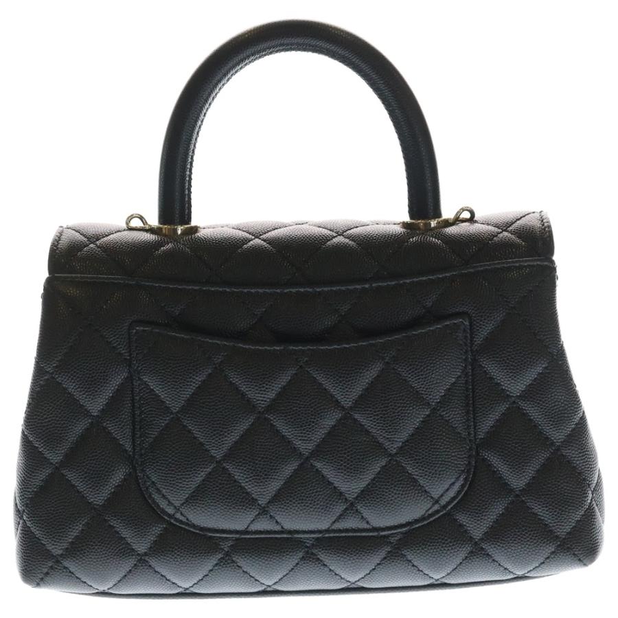 CHANEL シャネル ココハンドル XS ブラック キャビアスキン ハンドバッグ シャンパンゴールド金具 A92990の画像