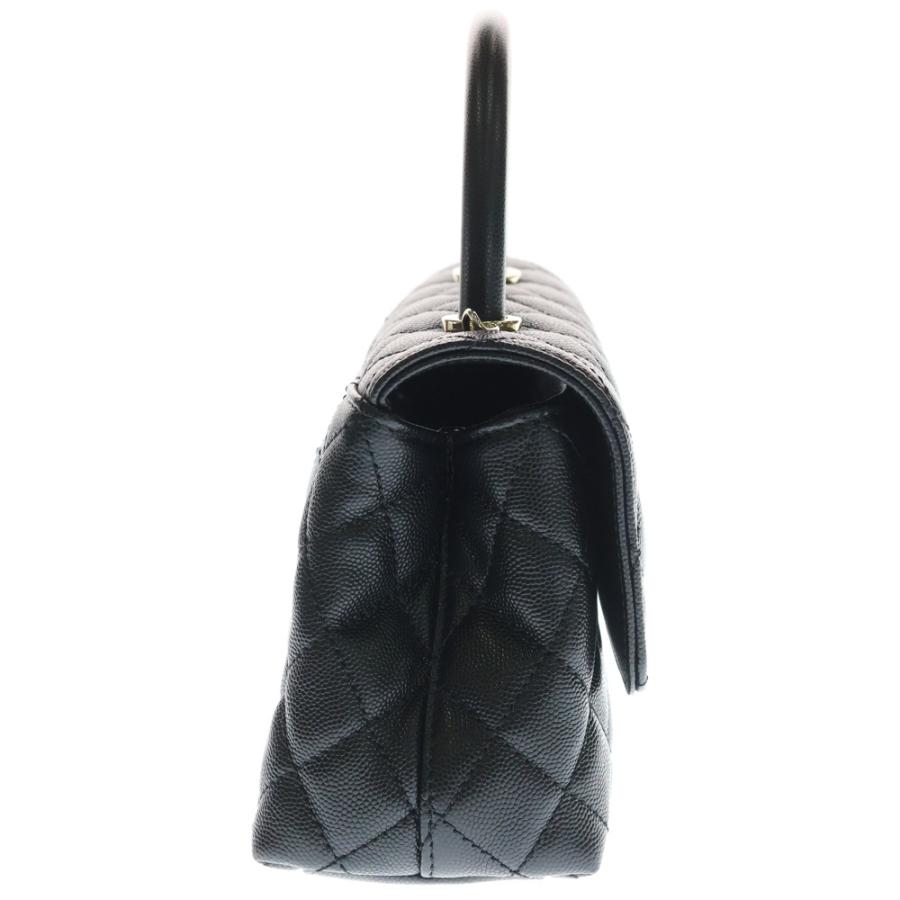 CHANEL シャネル ココハンドル XS ブラック キャビアスキン ハンドバッグ シャンパンゴールド金具 A92990の画像