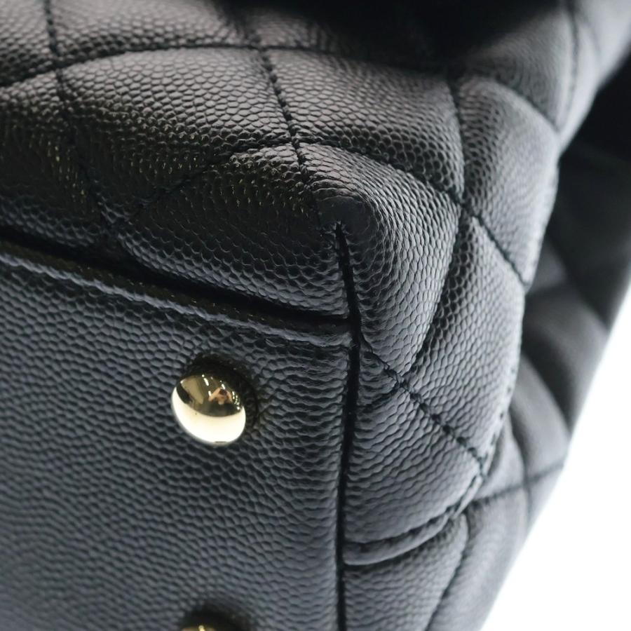 CHANEL シャネル ココハンドル XS ブラック キャビアスキン ハンドバッグ シャンパンゴールド金具 A92990の画像