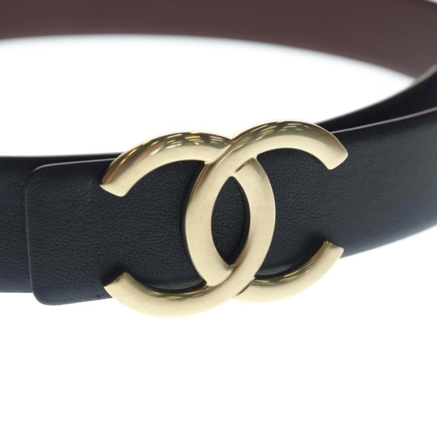CHANEL（シャネル） ココマーク レザー ベルト ブラック ゴールド金具