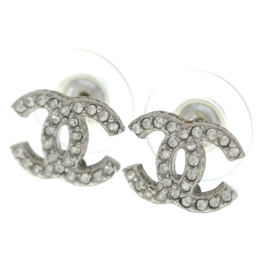 CHANEL（シャネル） ココマーク ラインストーンピアス シルバー