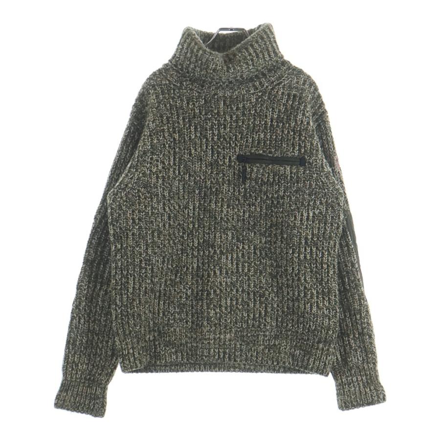 MONCLER モンクレール グルノーブル エルボーパッチ タールネックニット グリーン #M K20979F00001 M1241 MONCLER（モンクレール） グルノーブル エルボーパッチ タールネック