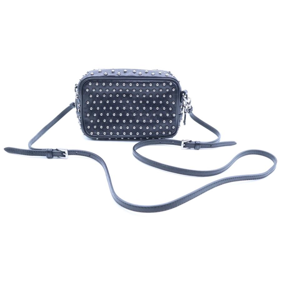 PRADA（プラダ） スタッズ ロゴ ショルダーバッグ ブラック レザー 