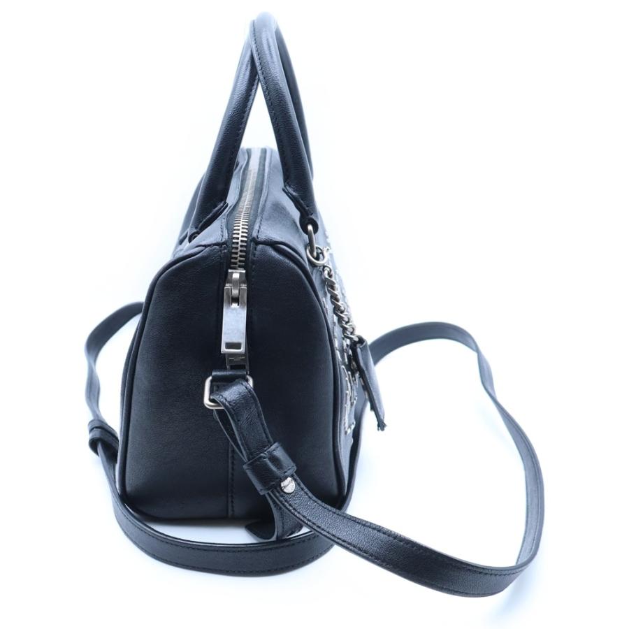 SAINT LAURENT PARIS サンローランパリ ベイビーダッフル 2wayハンドバッグ ショルダーバッグ ブラック×シルバー レザー 397584 サンローランパリ ベイビーダッフル 2wayハンドバッグ ショルダー