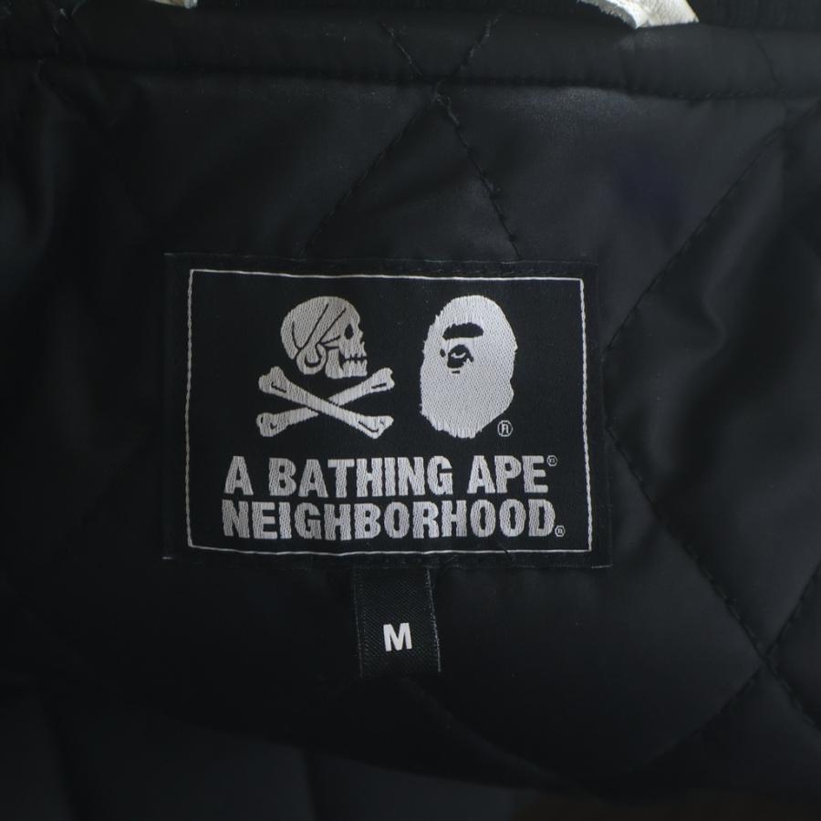 アベイシングエイプ ×NEIGHBORHOOD ネイバーフッド 50着限定 019シリアル入り レザーアームスタジアムジャケット 001HJJ211901Cの画像