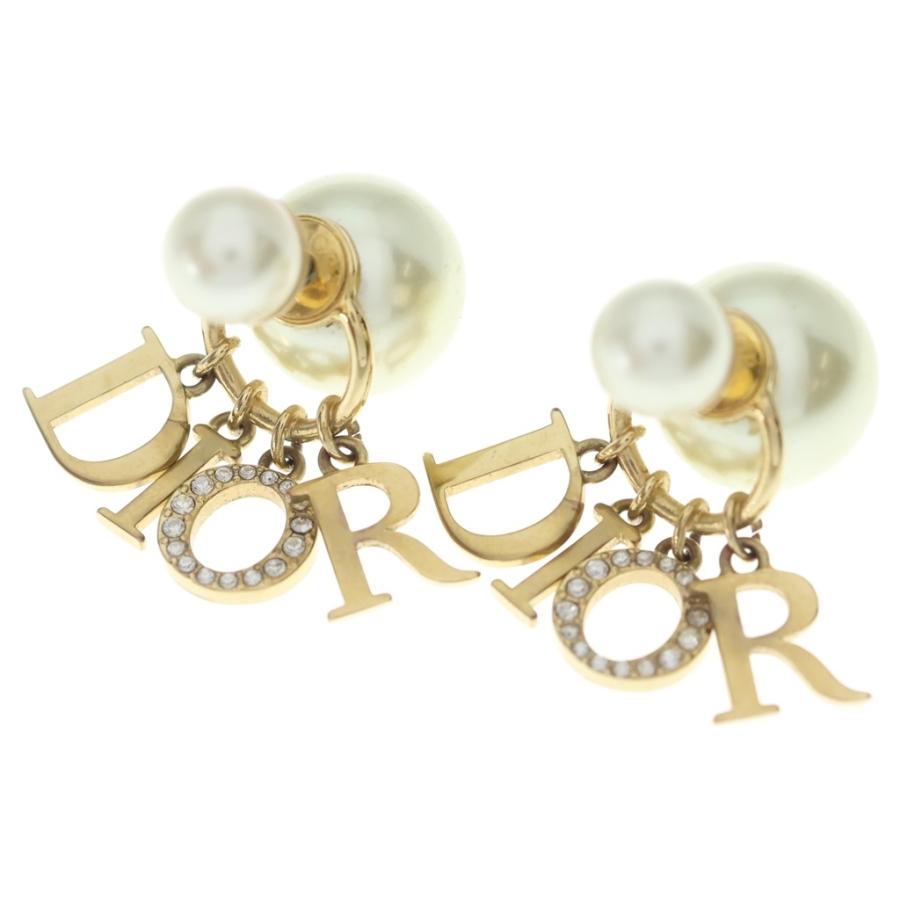 ※訳あり　dior ピアス　tribales DIOR ディオール Tribales トライバル ピアス ロゴ パール×ライン