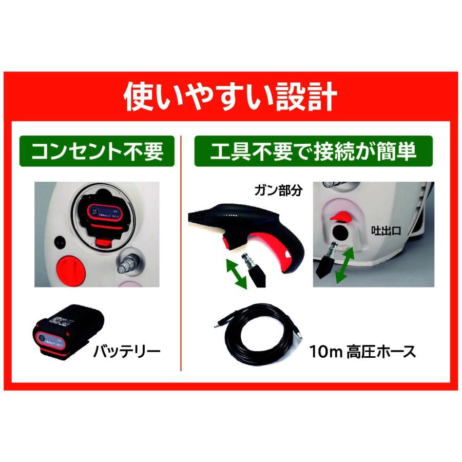 工進（KOSHIN） 充電式高圧洗浄機 コードレス SJC-3625 コンセントの