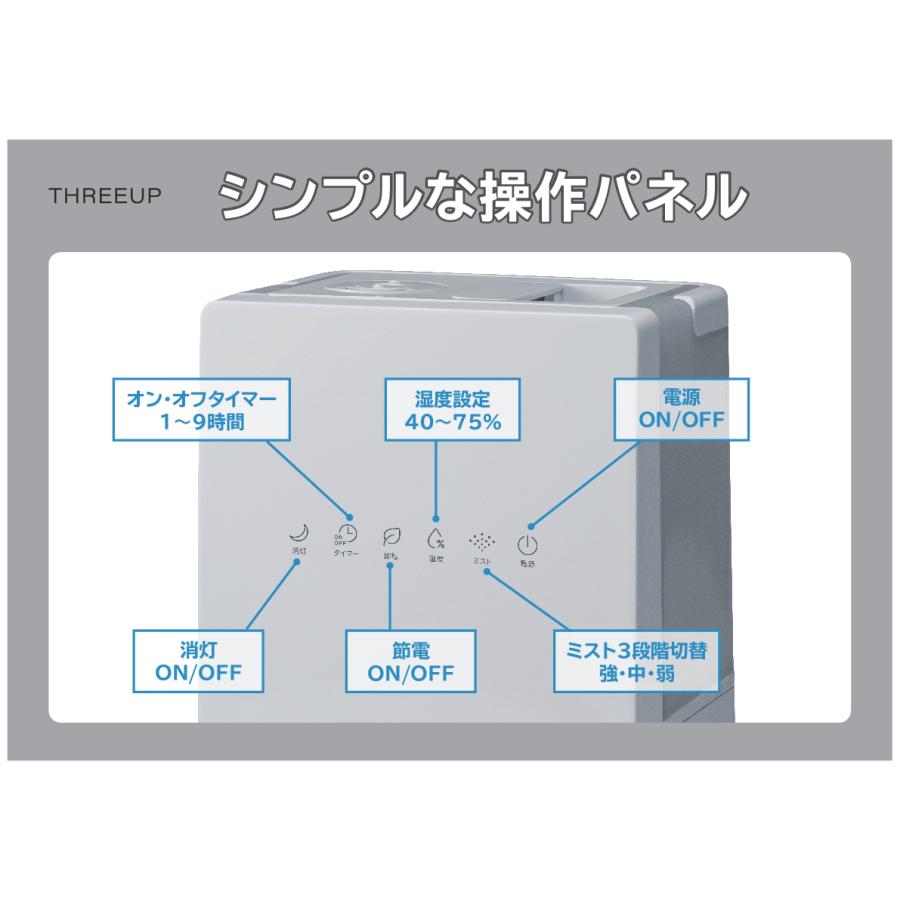 THREEUP（スリーアップ） 上部給水式 ハイブリッド加湿器 スクエア