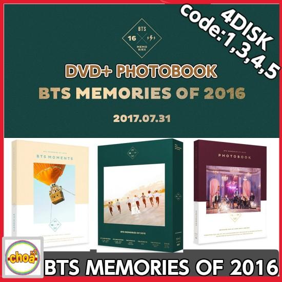 BTS MEMORIES OF 2016 DVD 4DISK code1,3,4,5 +PHOTOBOOK+PHOTOCARD 防弾少年団
