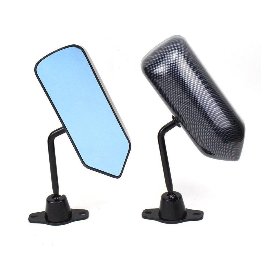 車 レーシングミラー 汎用 軽量 カーボン柄 ブルーレンズ RX-7