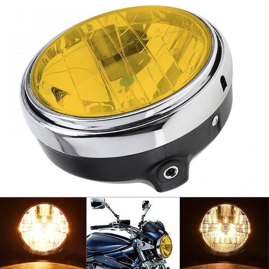 バイク ヘッドライト 汎用 12V 7インチ 35W イエローレンズヘッド