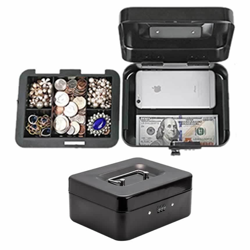 3桁 ダイヤル式ロック手提げ金庫 ミニ金庫 手提げ貯金箱 キャッシュメイト 家庭用 Keycaseb オフィス ブラック 本日限定 おしゃれ かわいい