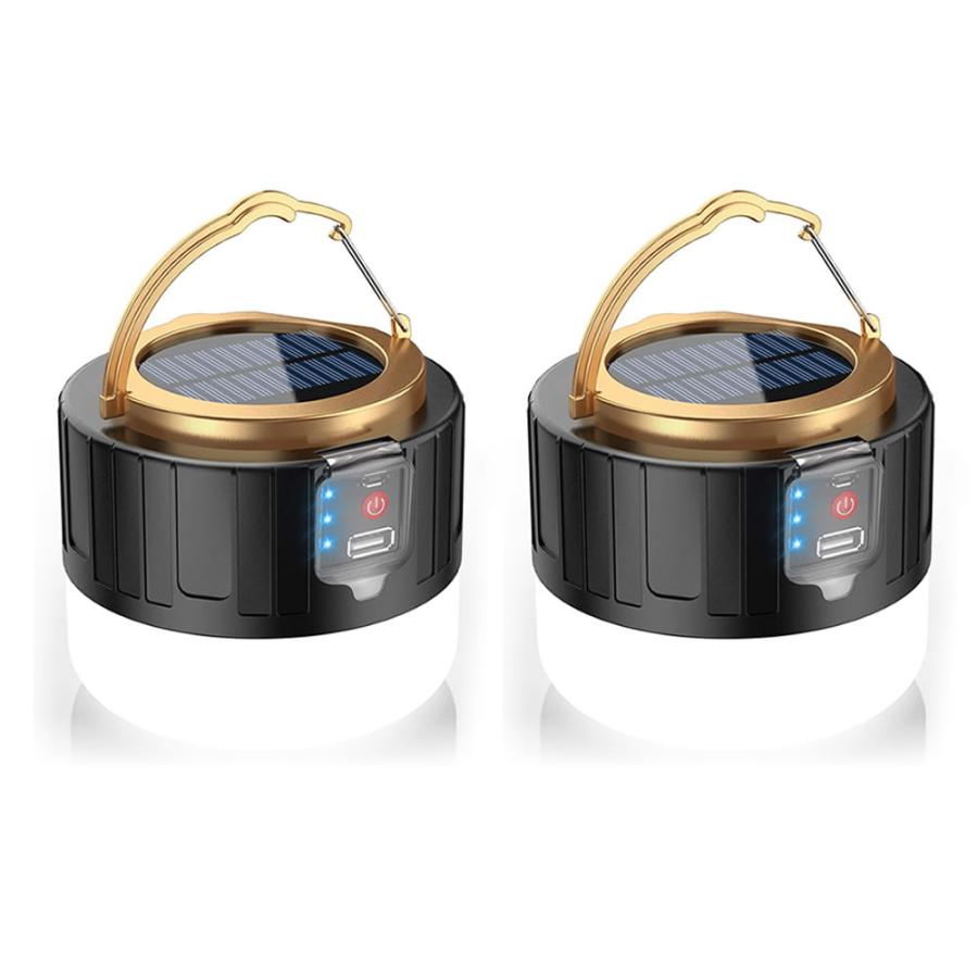 2個セット LEDランタン スマホ充電 リモコン ソーラーランタン