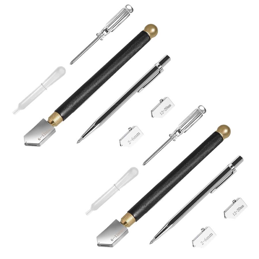 ガラスカッター 12点セット ガラス タイル 切断 工具 スポイド 超硬ガラス切削工具 ガラス切りカッター ローラータイプ 替刃 26mm