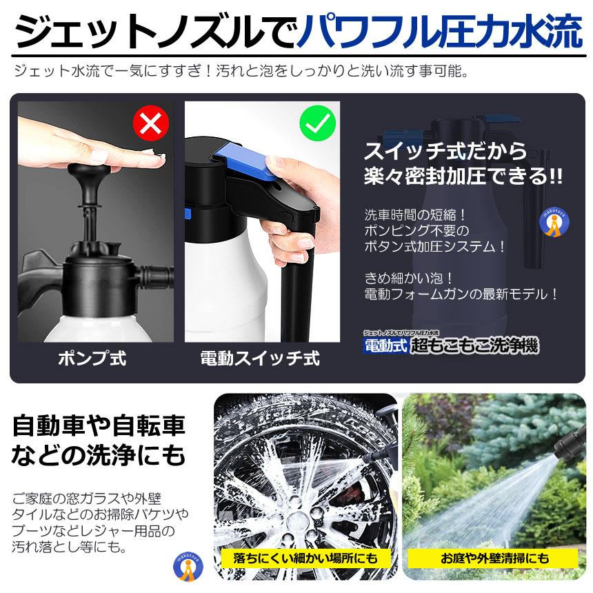 電動式 ハンディ 高圧洗浄機 泡 噴霧器 手動式 泡洗車 1.5L 洗車 洗浄
