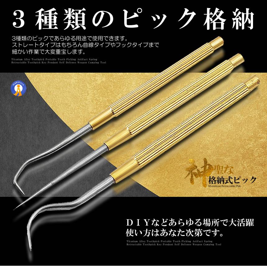格納式 ピック セット ステンレス 爪楊枝 ケース 3種類 つまようじ
