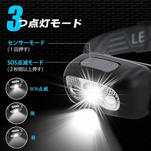 Poven ヘッドライト USB充電式 LED アウトドア用ヘッドライト 38g超軽量 センサ｜shopeevergreen｜03