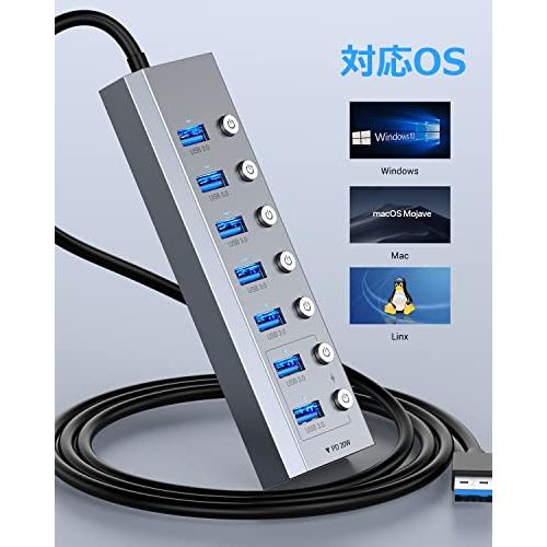 Elecife USB ハブ 8IN1 3.0 Hub 7ポート+ 1USB C PD急速充電ポート 2023 改 : SHOP ...
