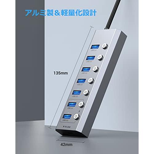 Elecife USB ハブ 8IN1 3.0 Hub 7ポート+ 1USB C PD急速充電ポート 2023 改 : SHOP ...