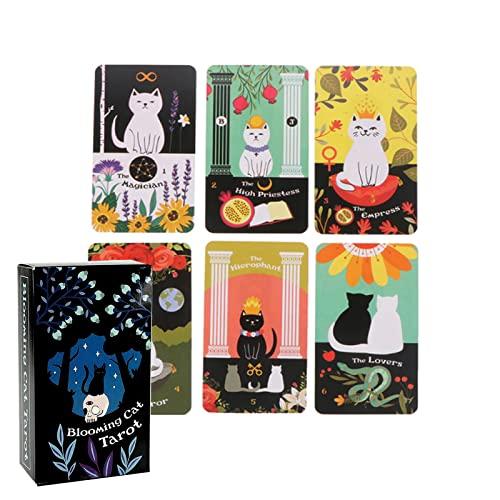 ブルーミングキャットタロット、12星座カード付き、猫タロットデッキ