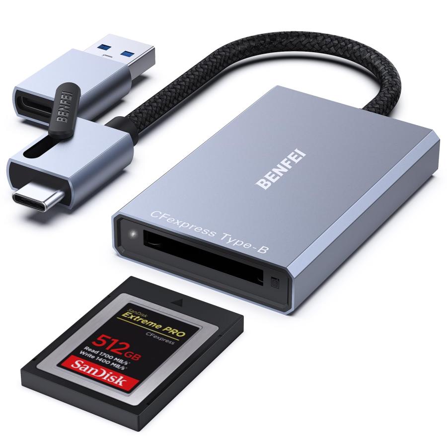 BENFEI CFexpress カードリーダー 10Gbps、USB-C/USB-A 2-in-1 タイプ